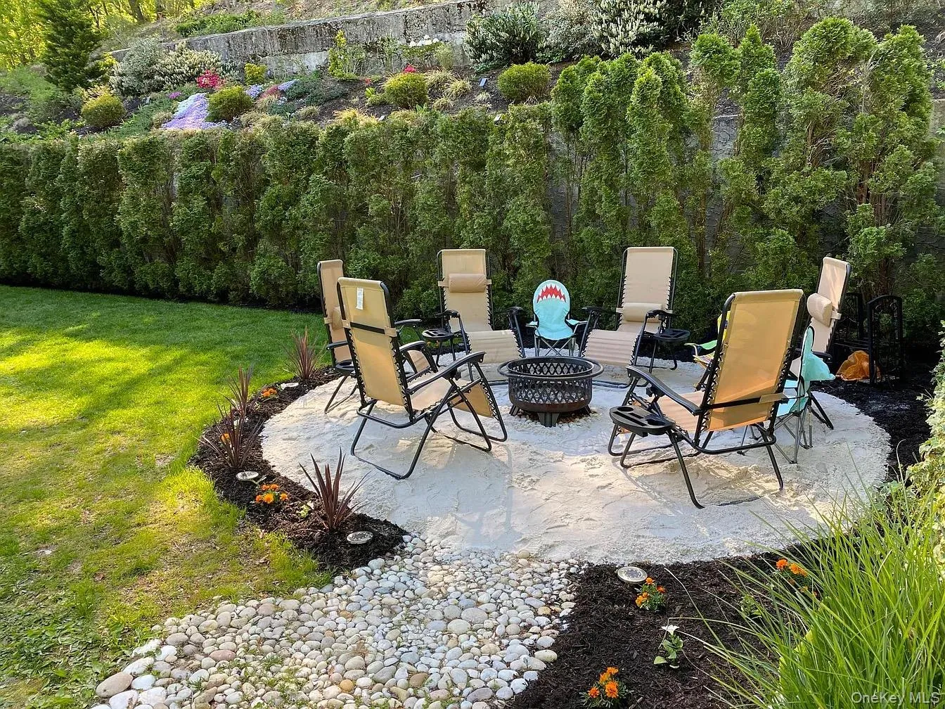 Fire pit is the entertainers delight in this beautiful backyard Fire pit is the entertainers delight in this beautiful backyard