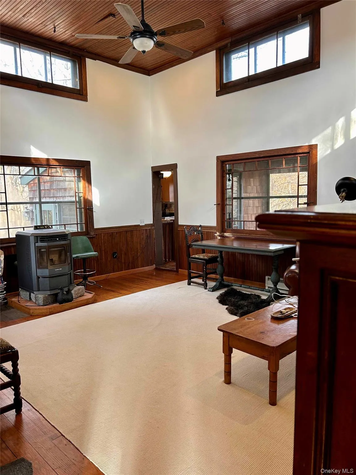 Large living room with pellet stove Large living room with pellet stove