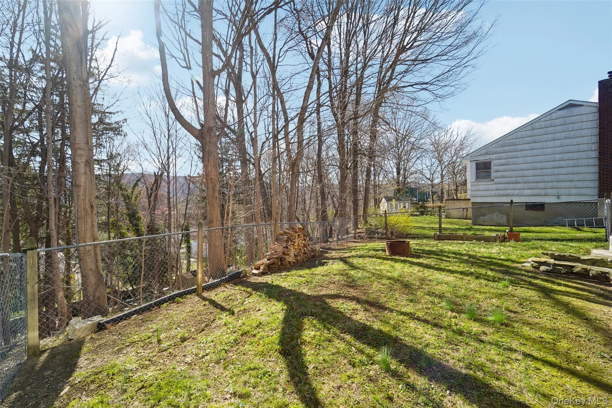 Fenced backyard. Fenced backyard.