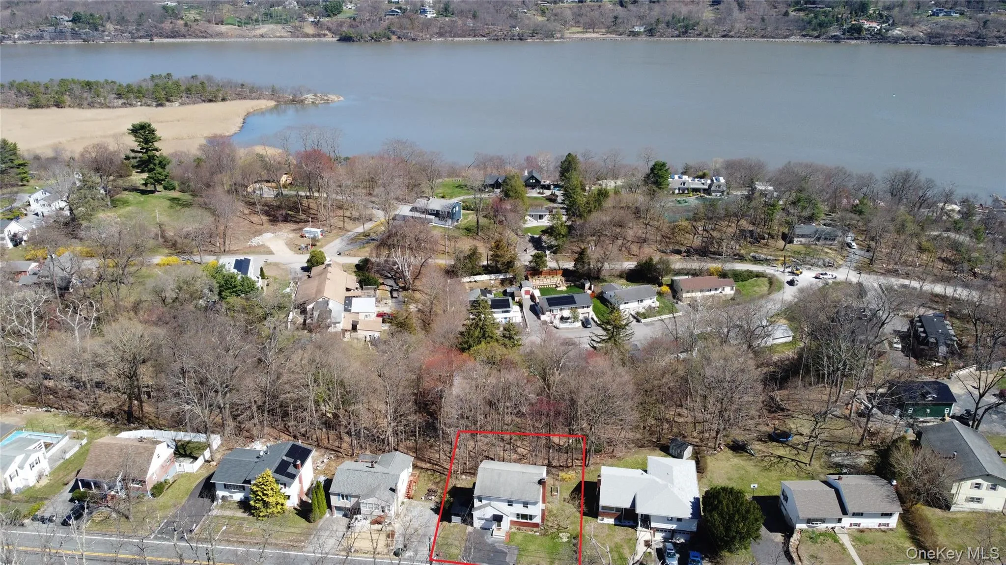 Aerial view of home looking east towards Hudson River. Aerial view of home looking east towards Hudson River.