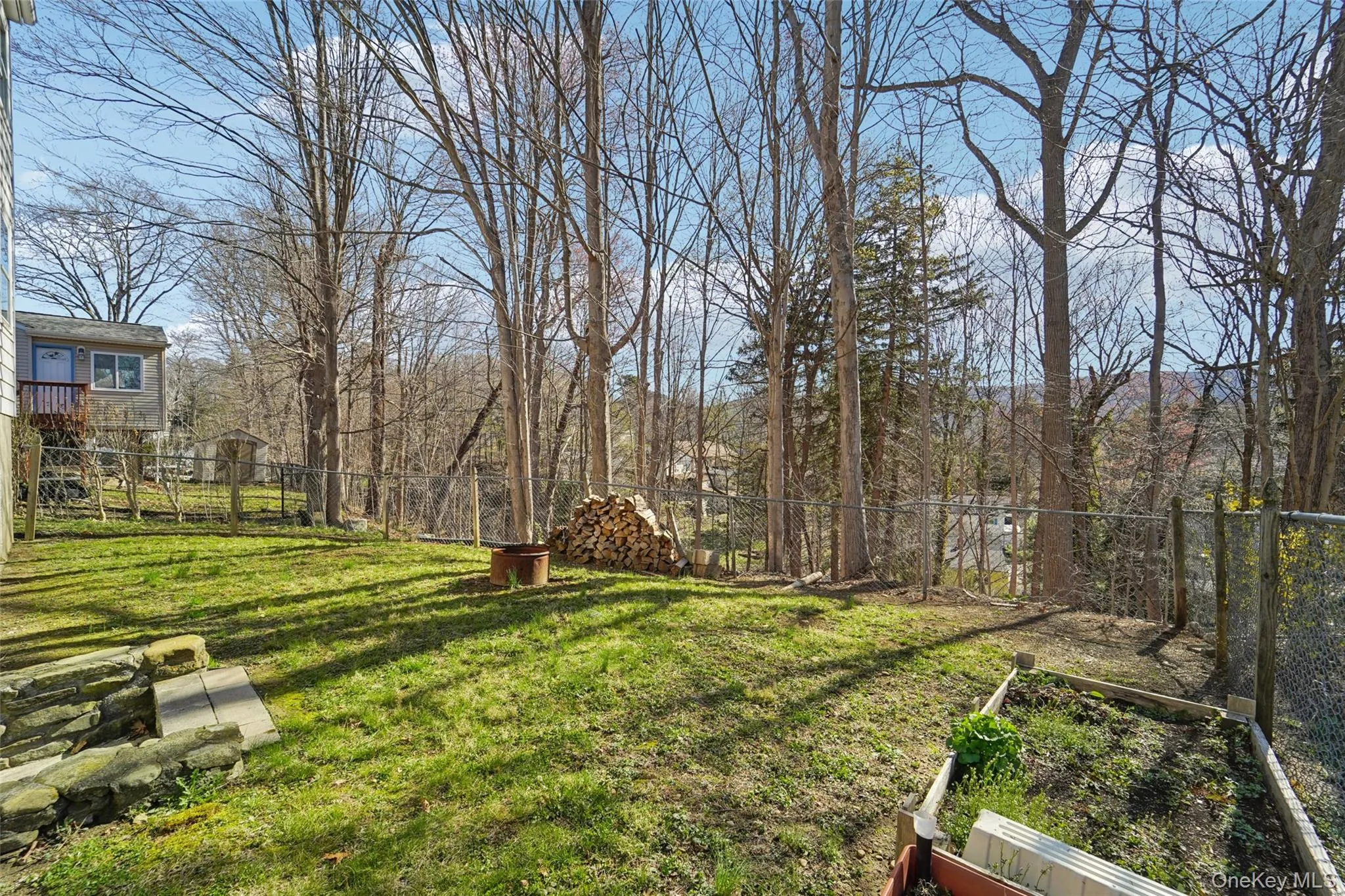 Fenced backyard. Fenced backyard.