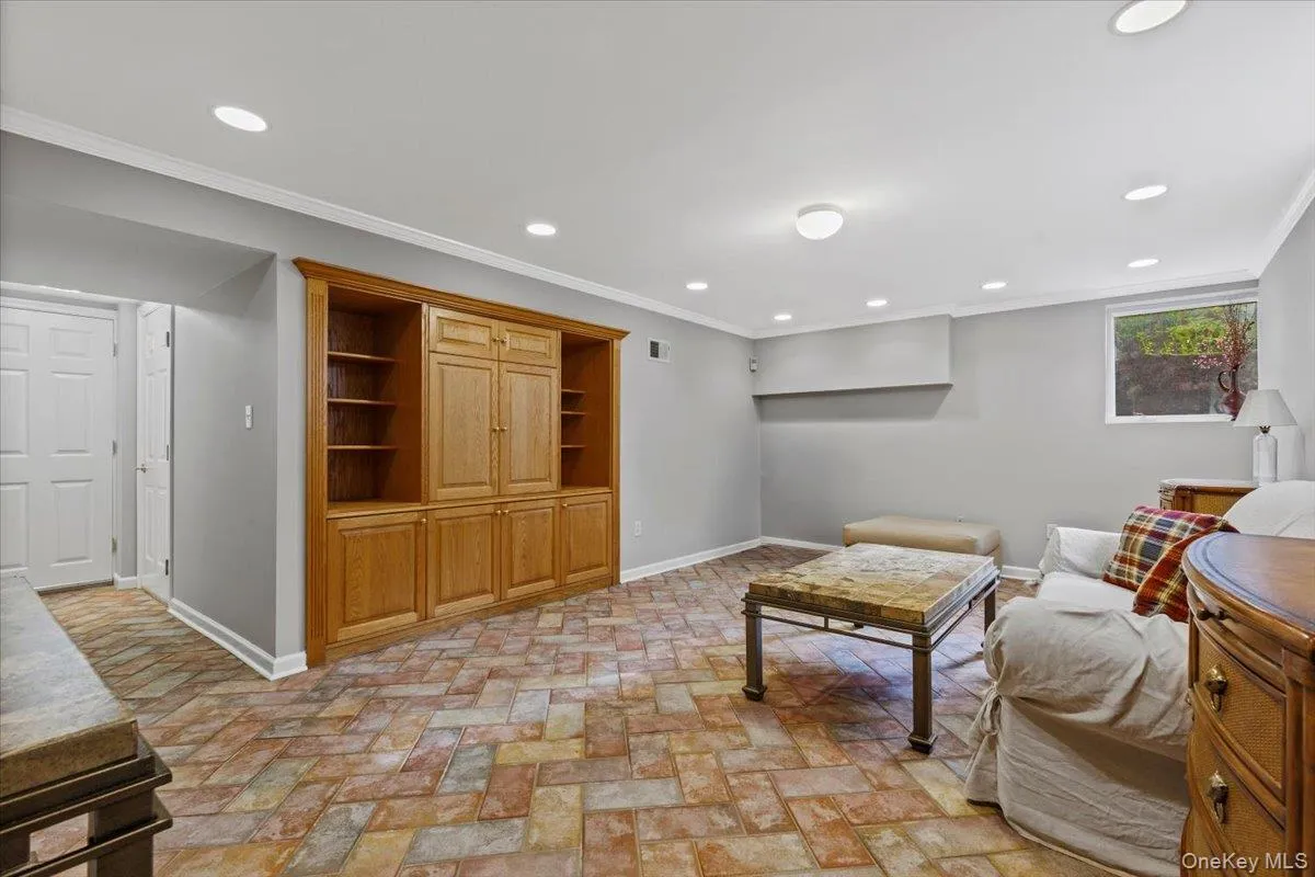 Finished basement with custom built-ins Finished basement with custom built-ins
