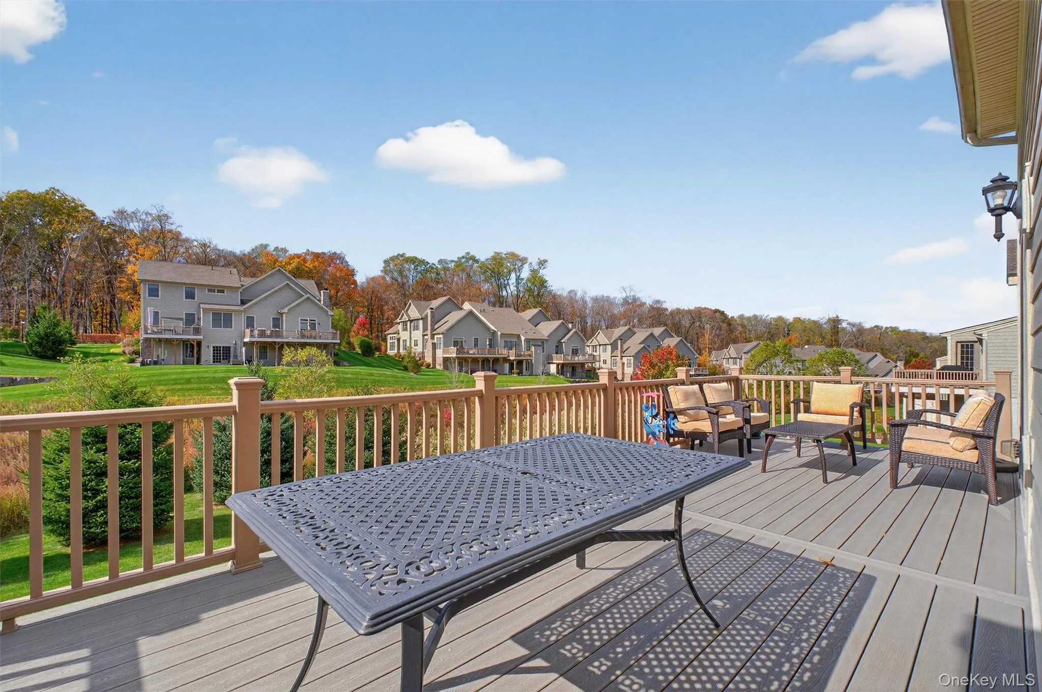 Deck with a residential view Deck with a residential view