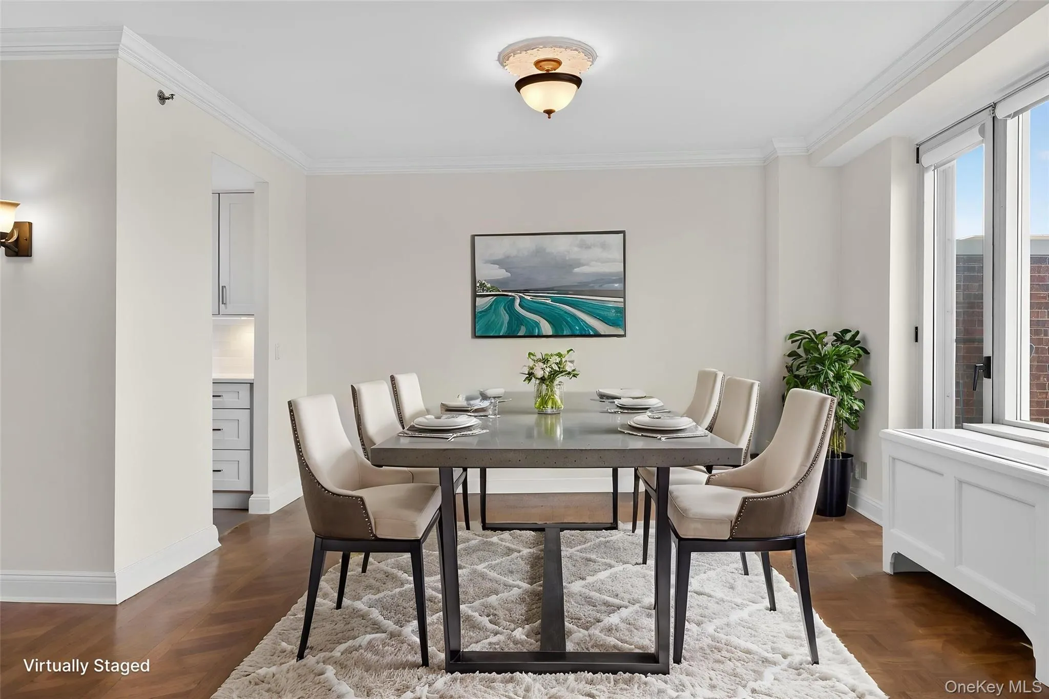 Virtually staged Dining Room area Virtually staged Dining Room area