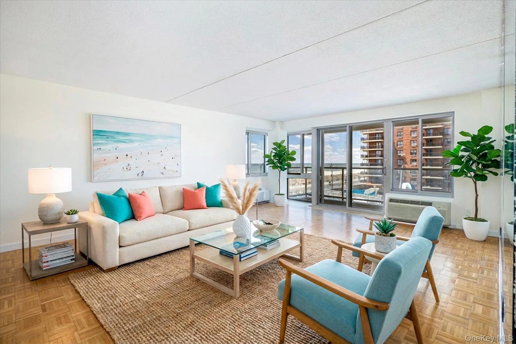 Large living room with ocean views (virtually staged) Large living room with ocean views (virtually staged)