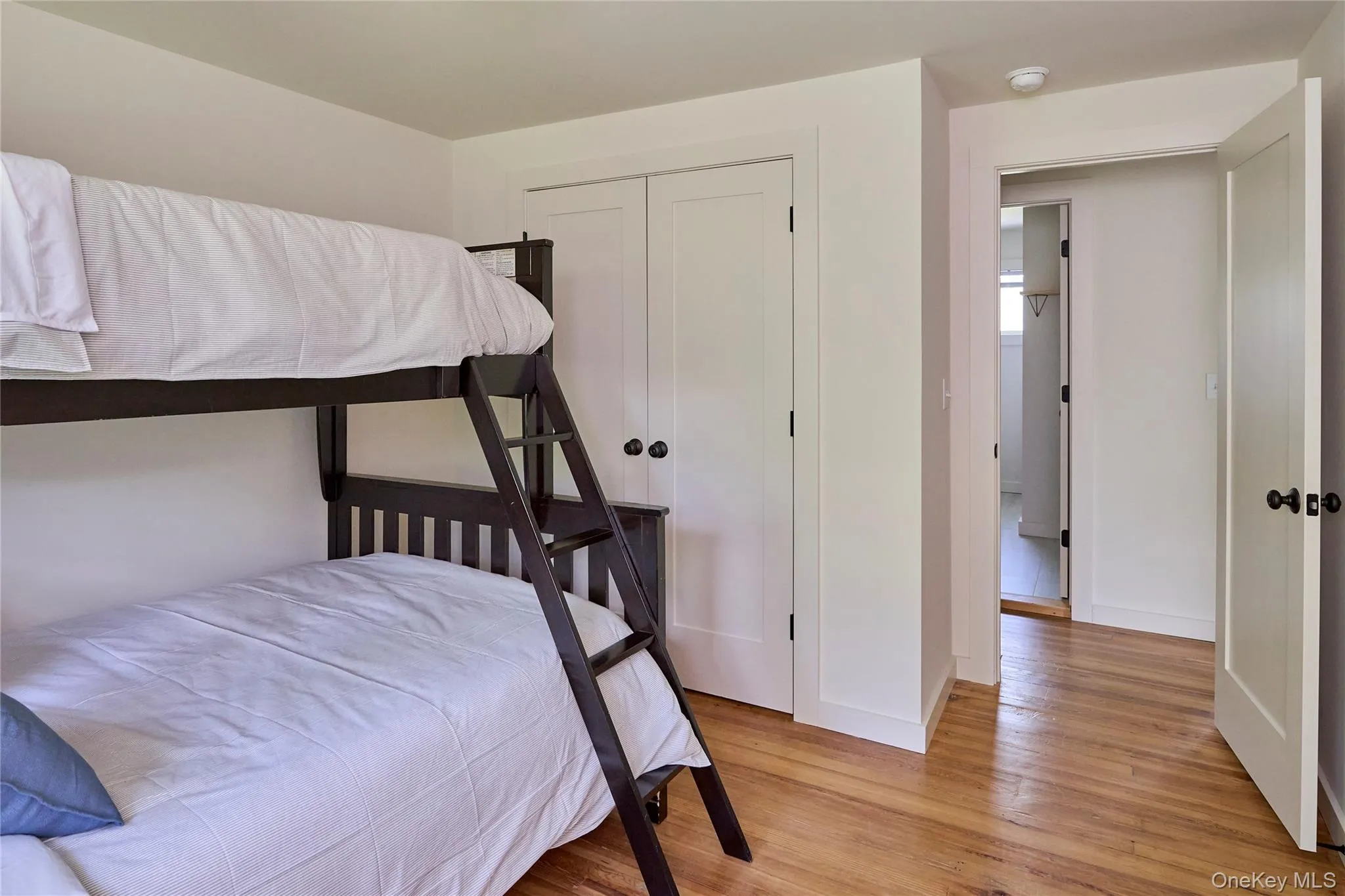 Bedroom with light wood-style floors, baseboards, and a closet Bedroom with light wood-style floors, baseboards, and a closet
