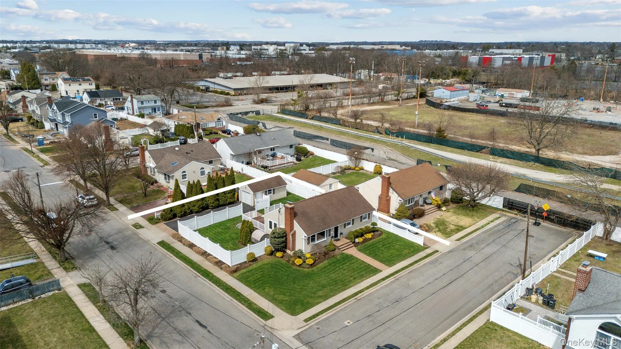 Aerial perspective of suburban area Aerial perspective of suburban area