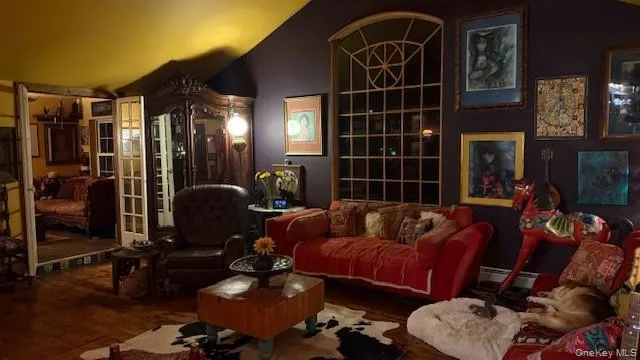 view of living room french doors to office view of living room french doors to office