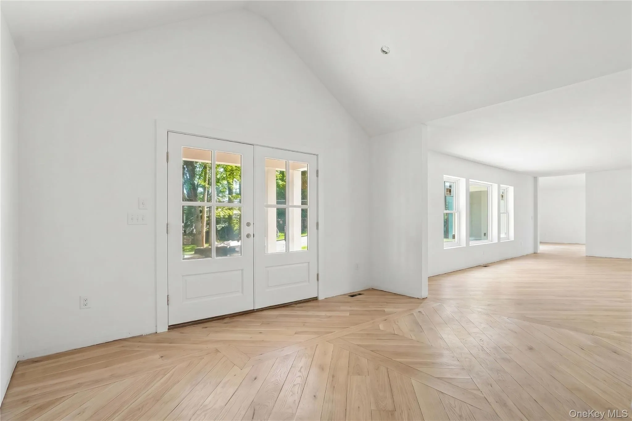 Entry Way with High Ceilings and Herringbone Wood Floors (Virtually enhaced floors) Entry Way with High Ceilings and Herringbone Wood Floors (Virtually enhaced floors)