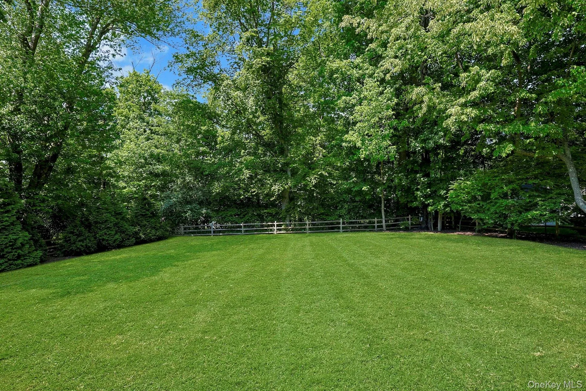 Level rear yard. Level rear yard.