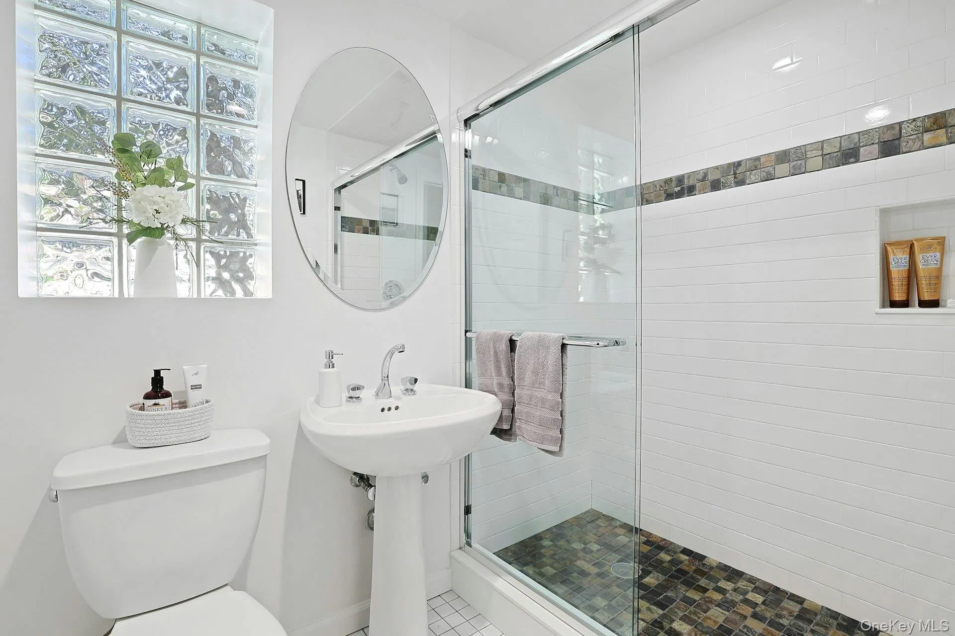 Updated lower level bath. Updated lower level bath.