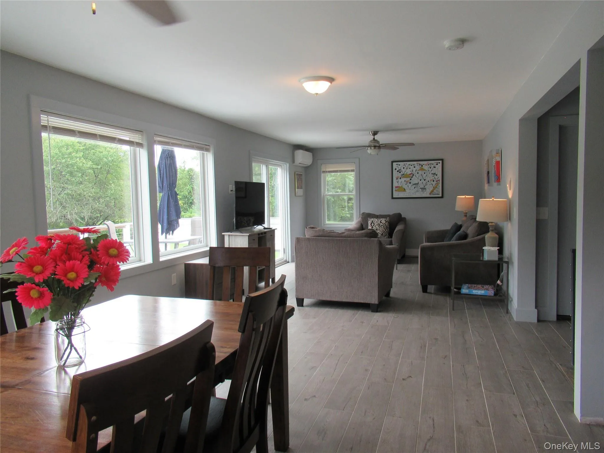 Easy care tile floor and wall of glass doors and windows for those river views Easy care tile floor and wall of glass doors and windows for those river views