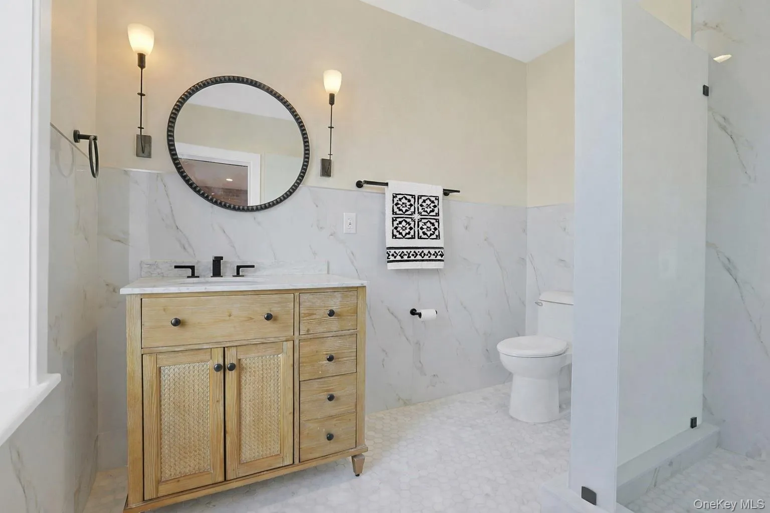 Sun-filled European-style bathroom. Sun-filled European-style bathroom.