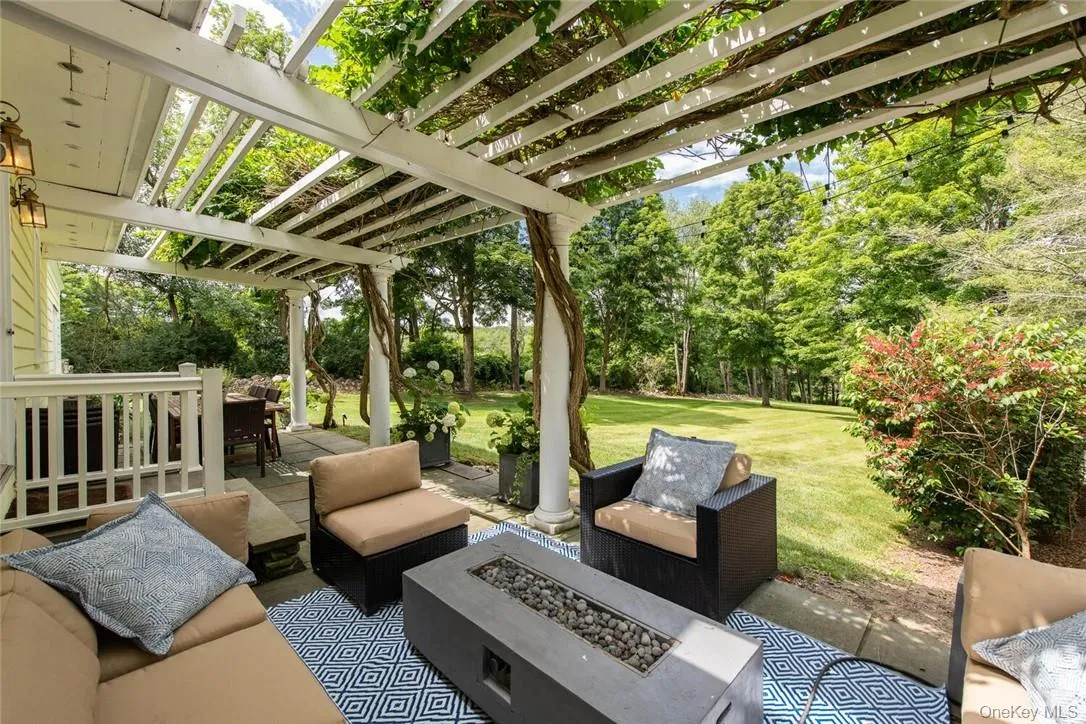 View of patio / terrace with a pergola and an outdoor living space with a fire pit View of patio / terrace with a pergola and an outdoor living space with a fire pit