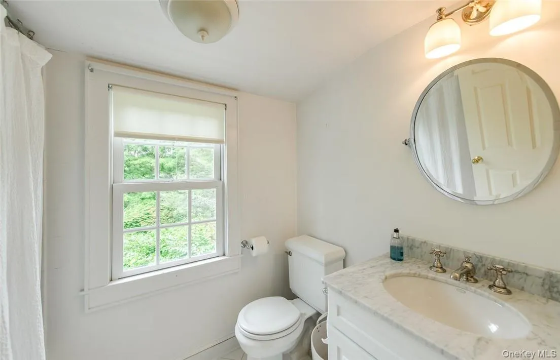 Bathroom with a healthy amount of sunlight, toilet, and vanity Bathroom with a healthy amount of sunlight, toilet, and vanity