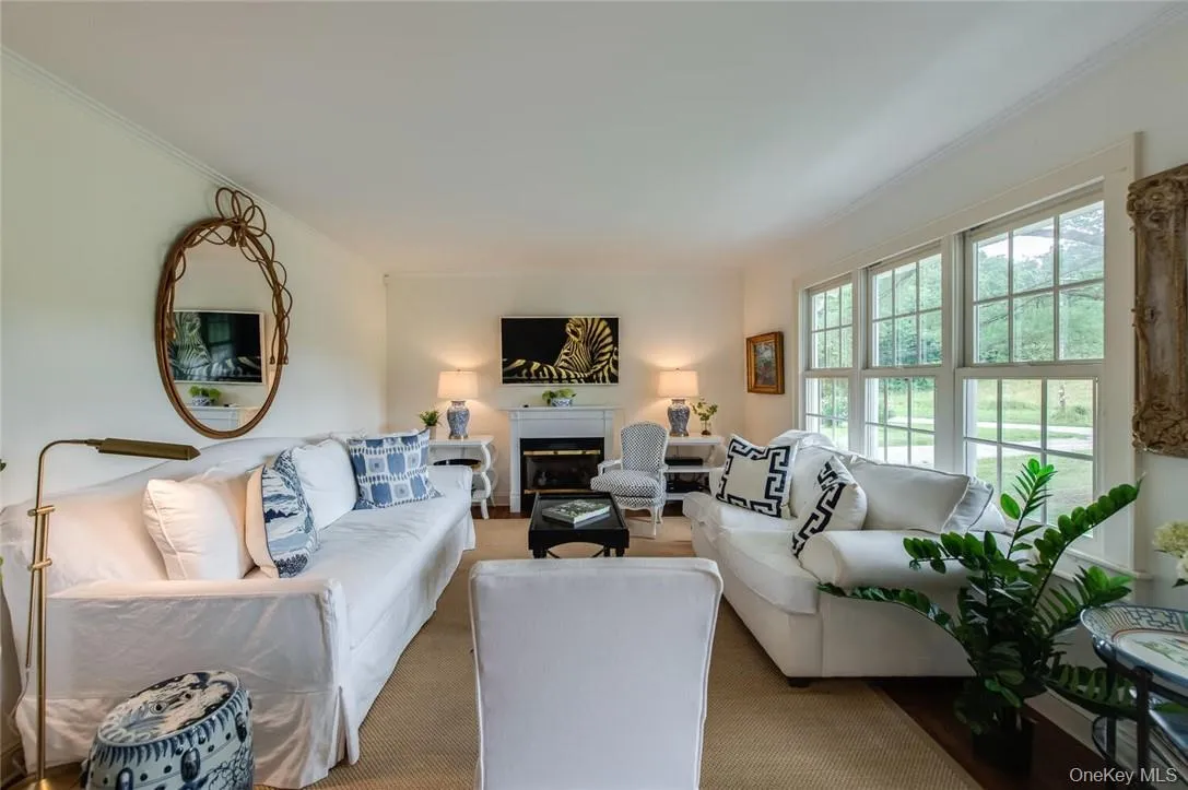 Living room featuring ornamental molding, carpet floors, and a healthy amount of sunlight Living room featuring ornamental molding, carpet floors, and a healthy amount of sunlight