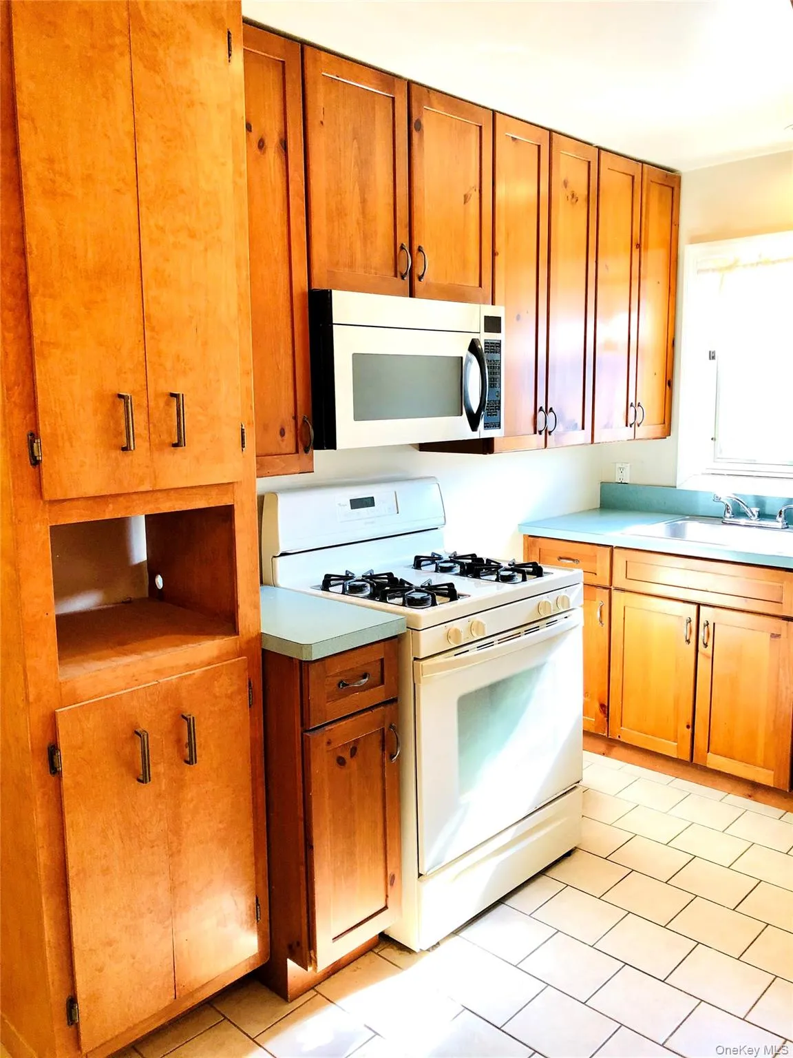 Eat-in Kitchen with new stainless steel refrigerator and microwave. Gas stove and plenty of cabinets for storage. Eat-in Kitchen with new stainless steel refrigerator and microwave. Gas stove and plenty of cabinets for storage.