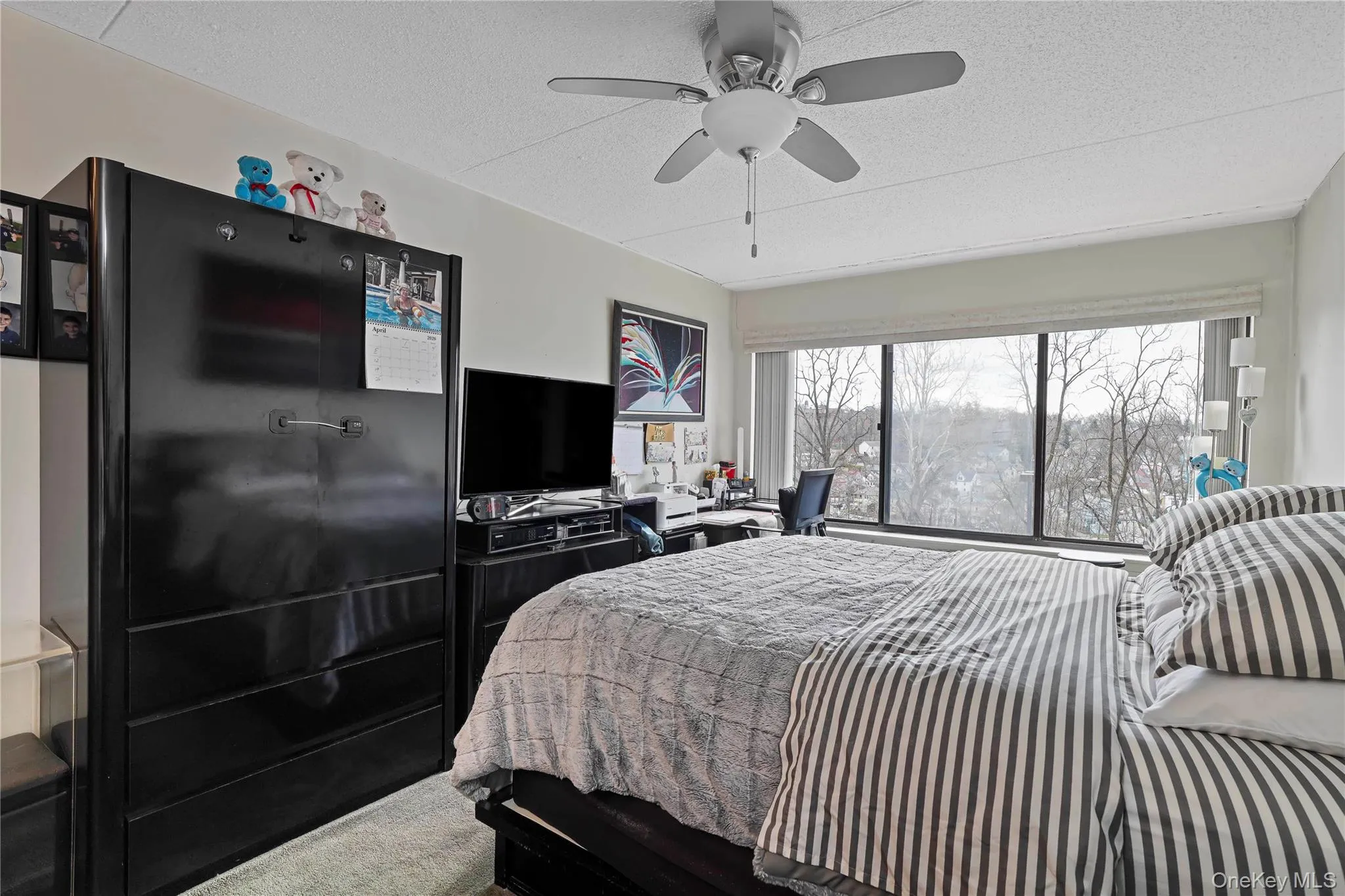 Spacious bedroom, beautiful view, and a ceiling fan Spacious bedroom, beautiful view, and a ceiling fan