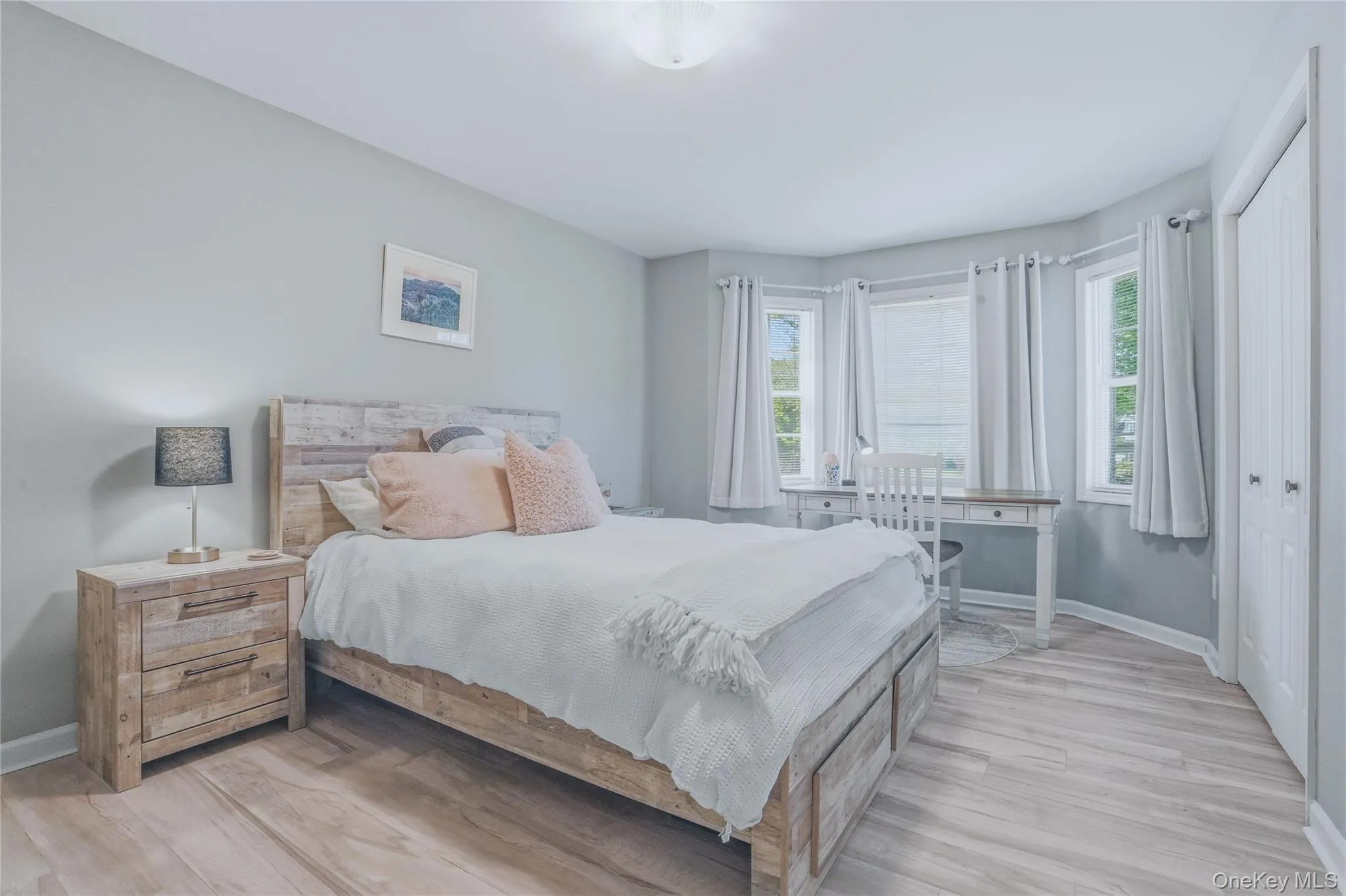 Bedroom #3 with bay window - Second floor overlooking the front of the house. Bedroom #3 with bay window - Second floor overlooking the front of the house.