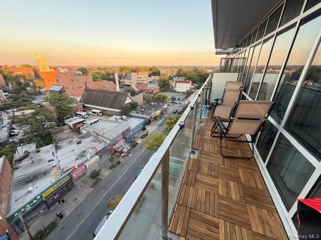 View of balcony at dusk View of balcony at dusk