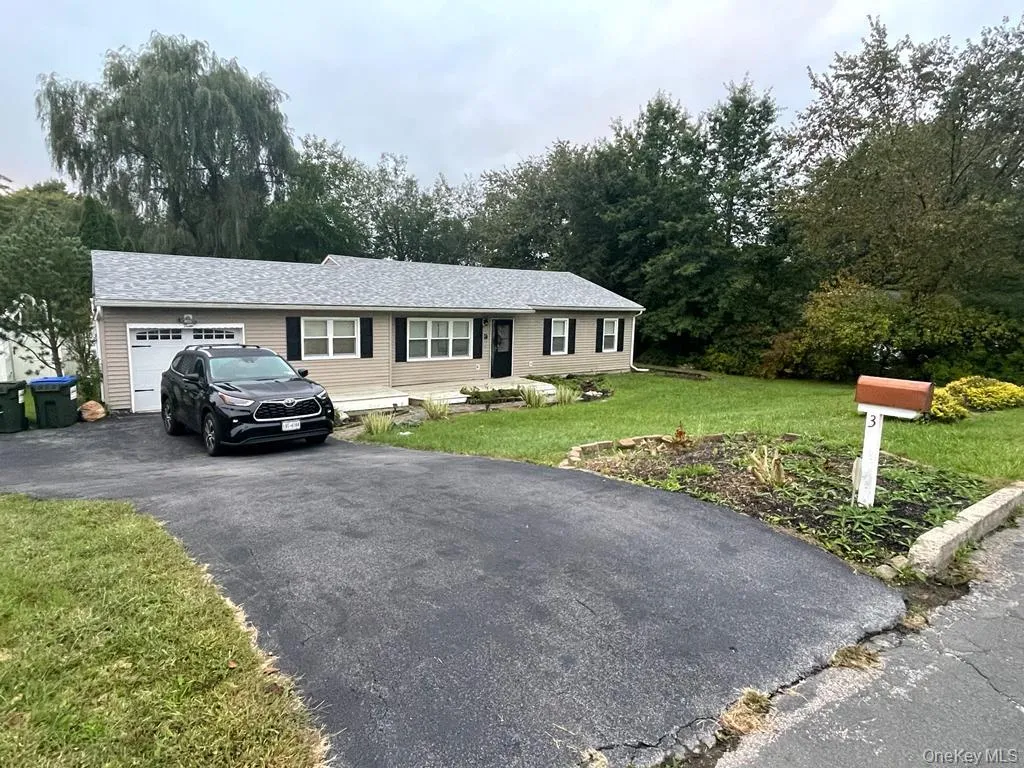 Ranch-style house with a front lawn, an attached garage, and driveway Ranch-style house with a front lawn, an attached garage, and driveway