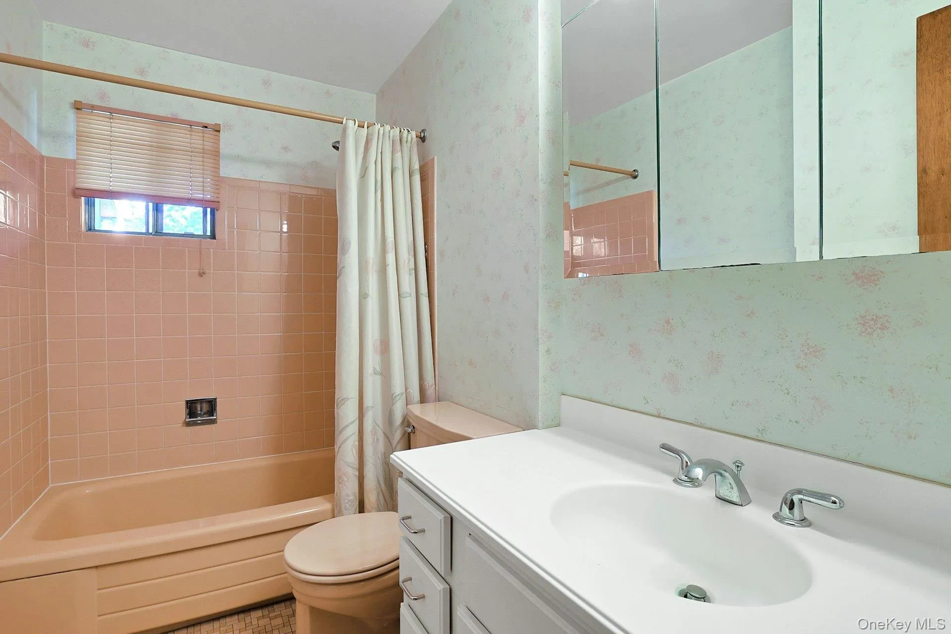 Hall bath with vanity & window Hall bath with vanity & window