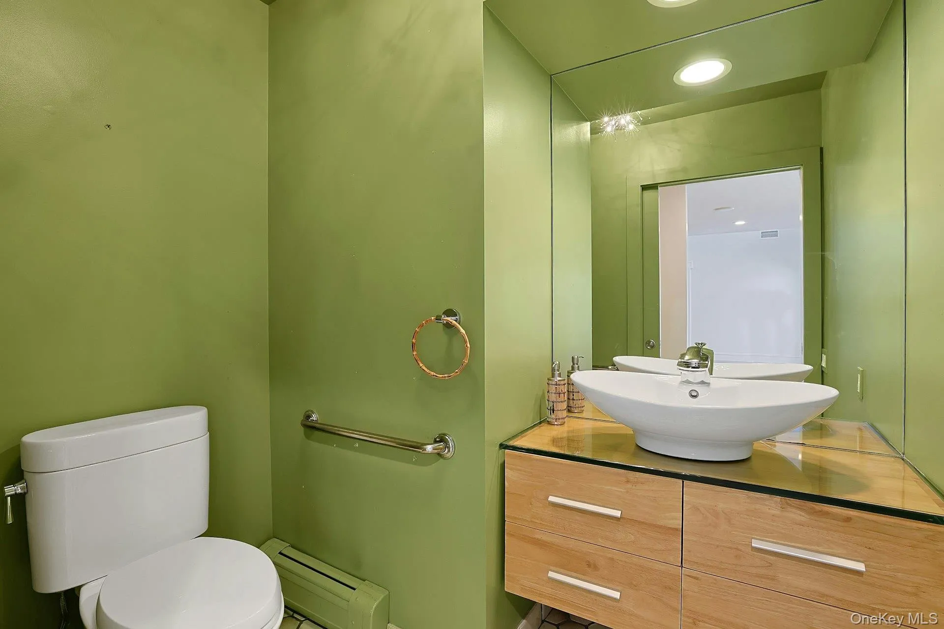 Elegant powder room with Toto toilet Elegant powder room with Toto toilet