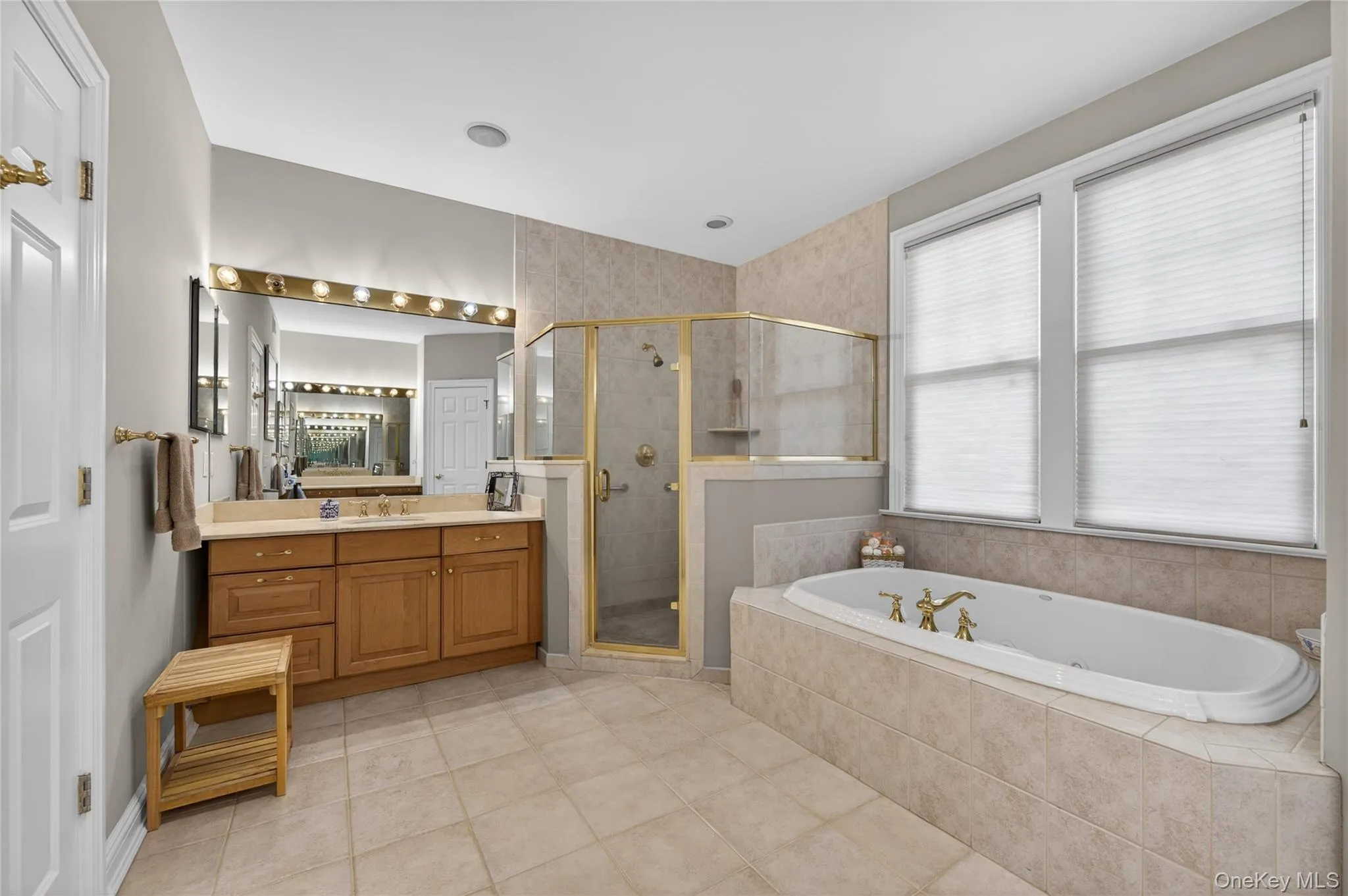 Primary bathroom with soaking tub and shower Primary bathroom with soaking tub and shower