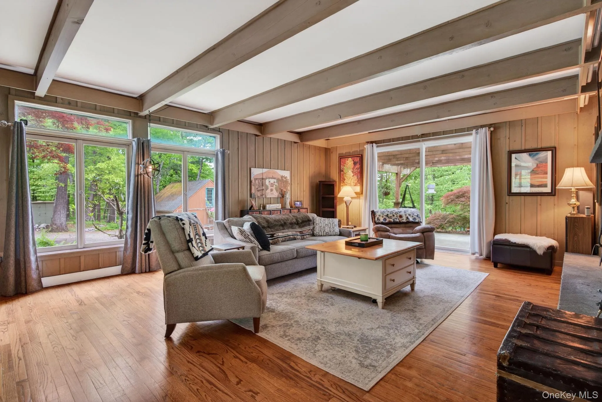 Living Room with fireplace and glass sliders Living Room with fireplace and glass sliders
