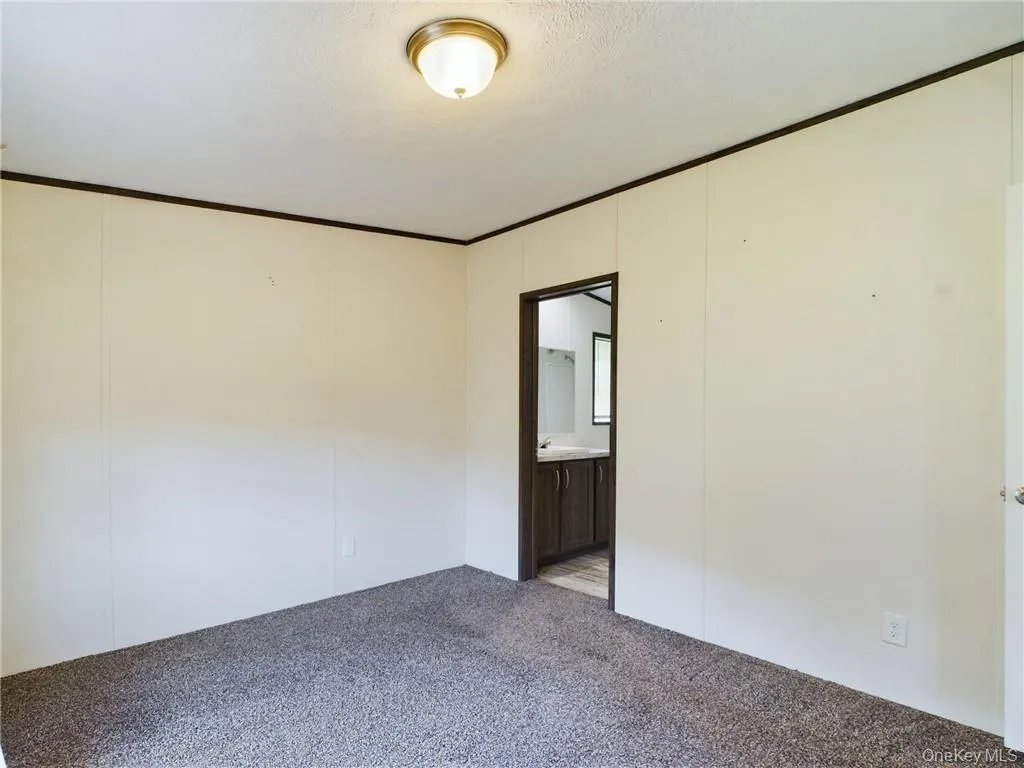 Empty room featuring ornamental molding and light colored carpet Empty room featuring ornamental molding and light colored carpet