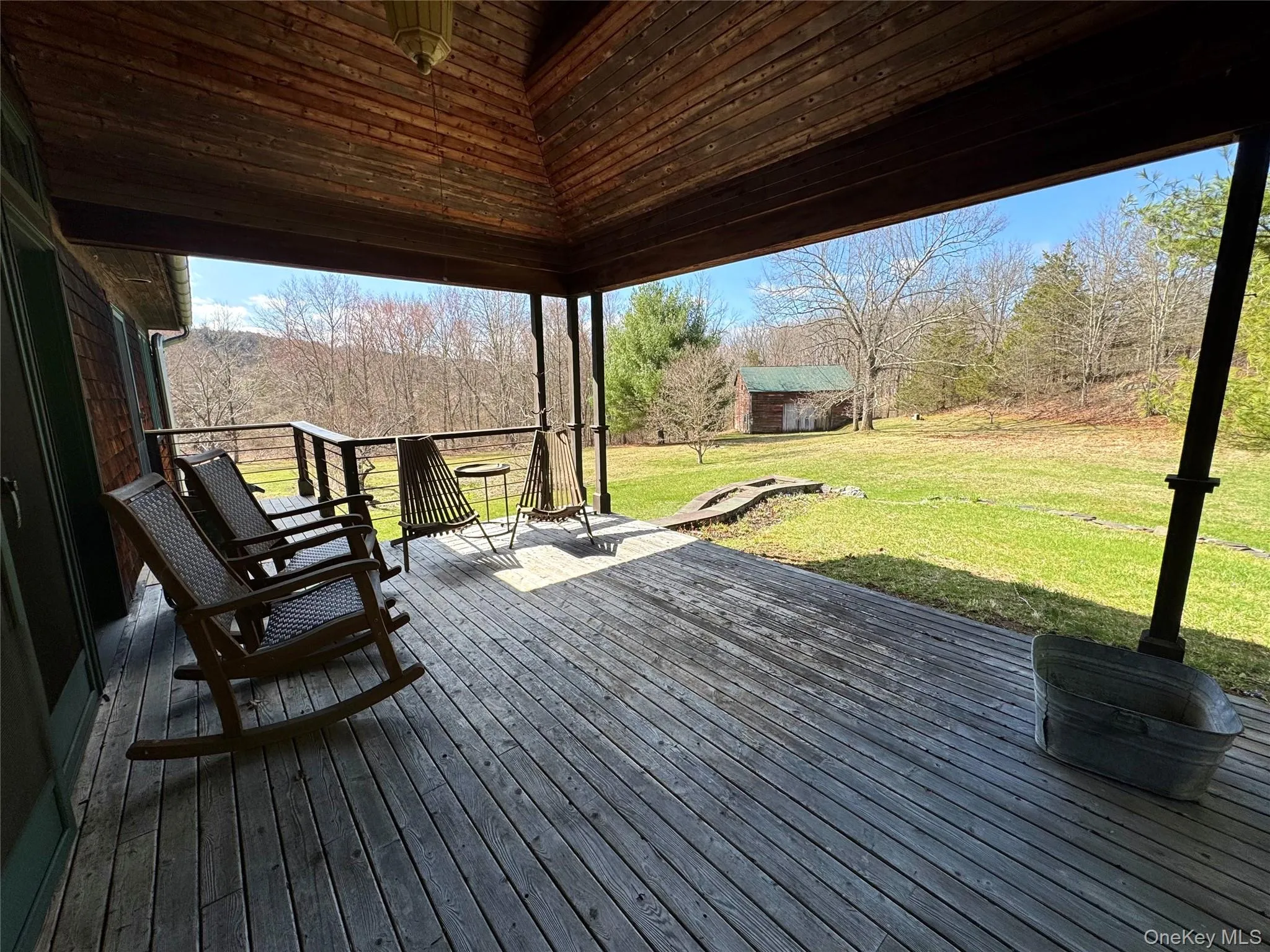 Front Porch Overlooking Open Sunny Yard Front Porch Overlooking Open Sunny Yard