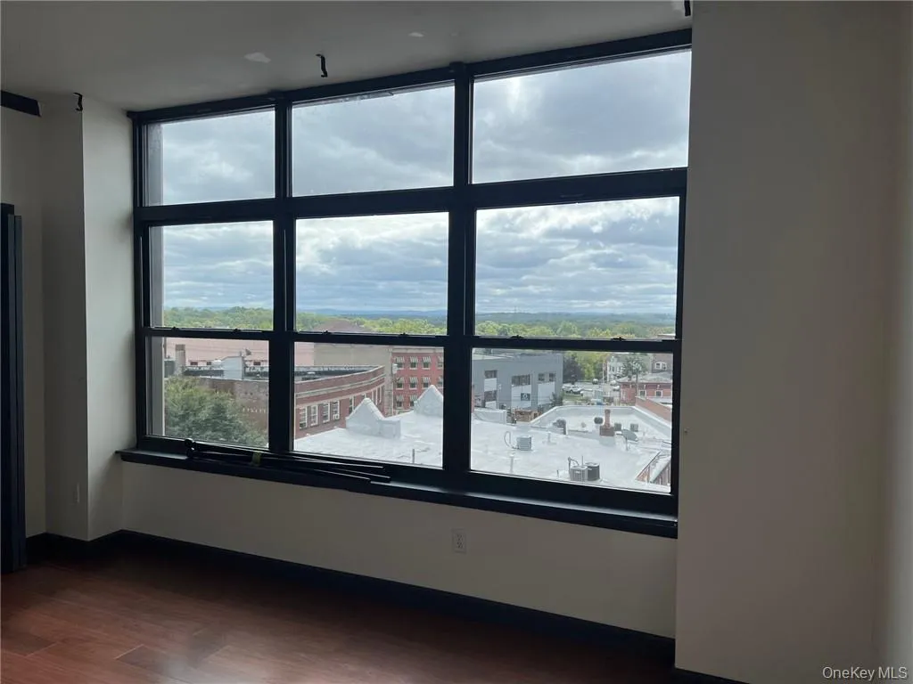 Empty room featuring plenty of natural light and dark hardwood / wood-style floors Empty room featuring plenty of natural light and dark hardwood / wood-style floors