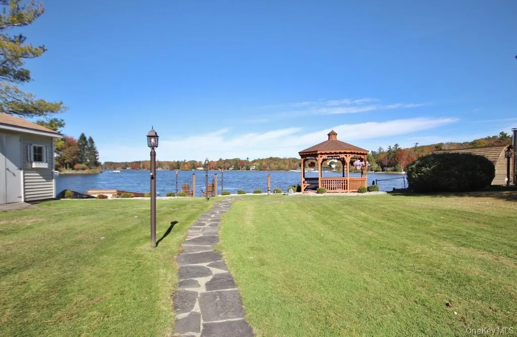 View of grassy yard with a water view View of grassy yard with a water view