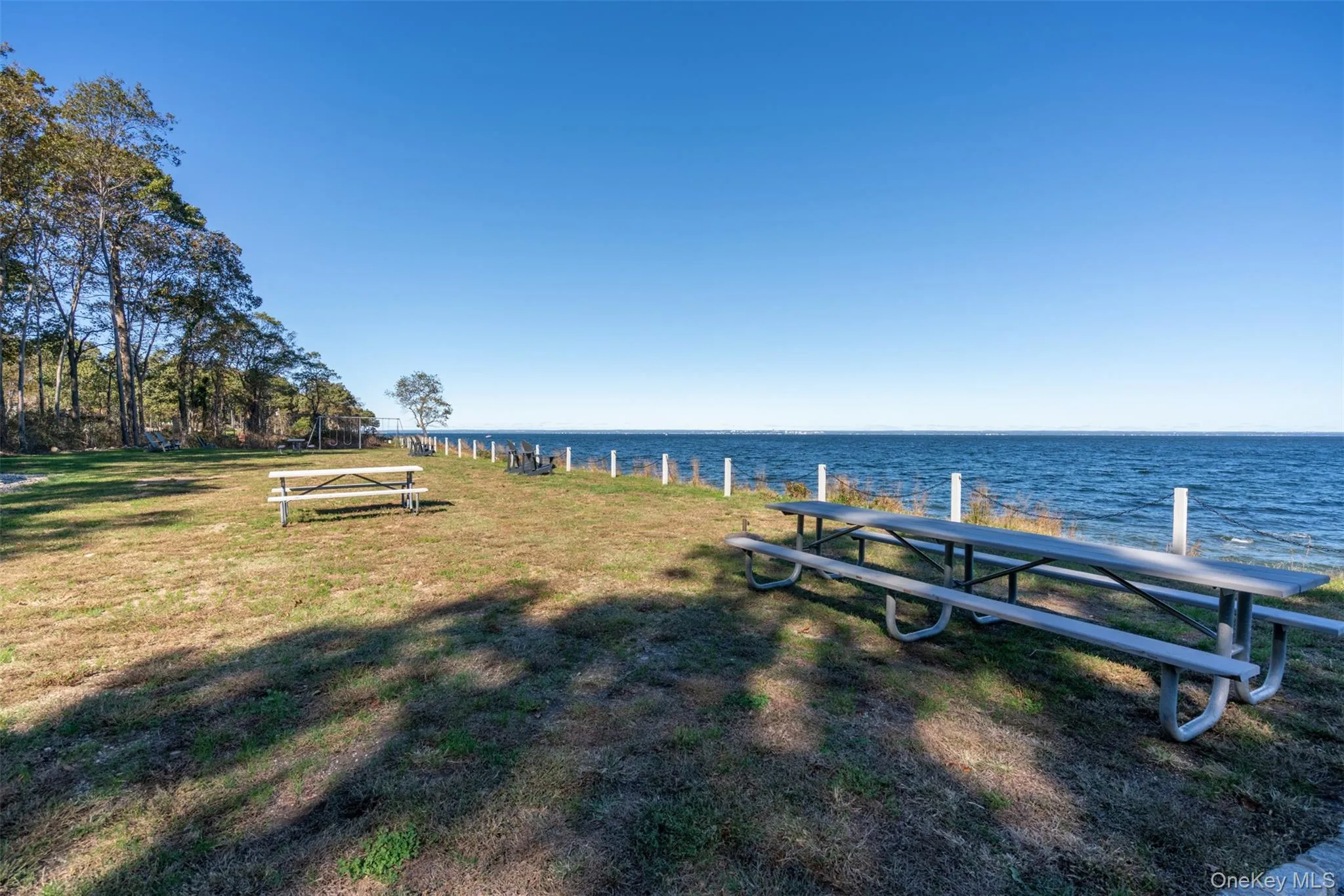 Beach has picnic tables Beach has picnic tables