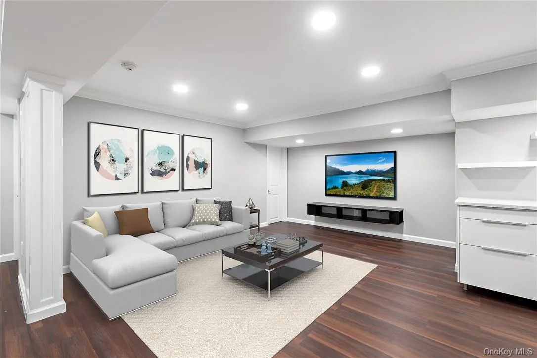 Lower level media room virtually staged Lower level media room virtually staged