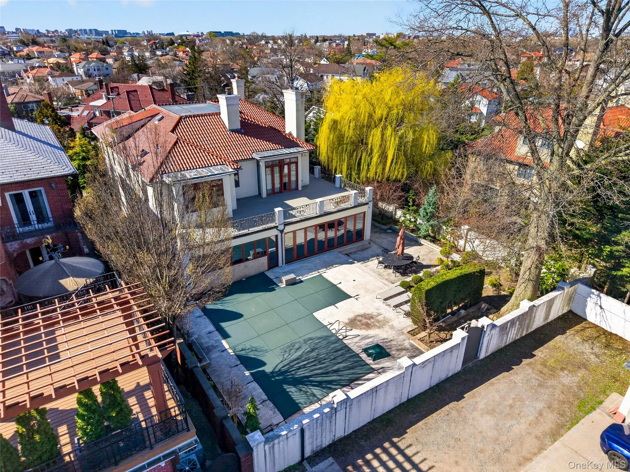 Aerial perspective of suburban area Aerial perspective of suburban area
