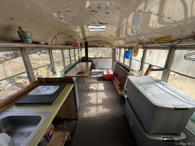 Pic of inside of the yellow bus utilized for outdoor activities Pic of inside of the yellow bus utilized for outdoor activities