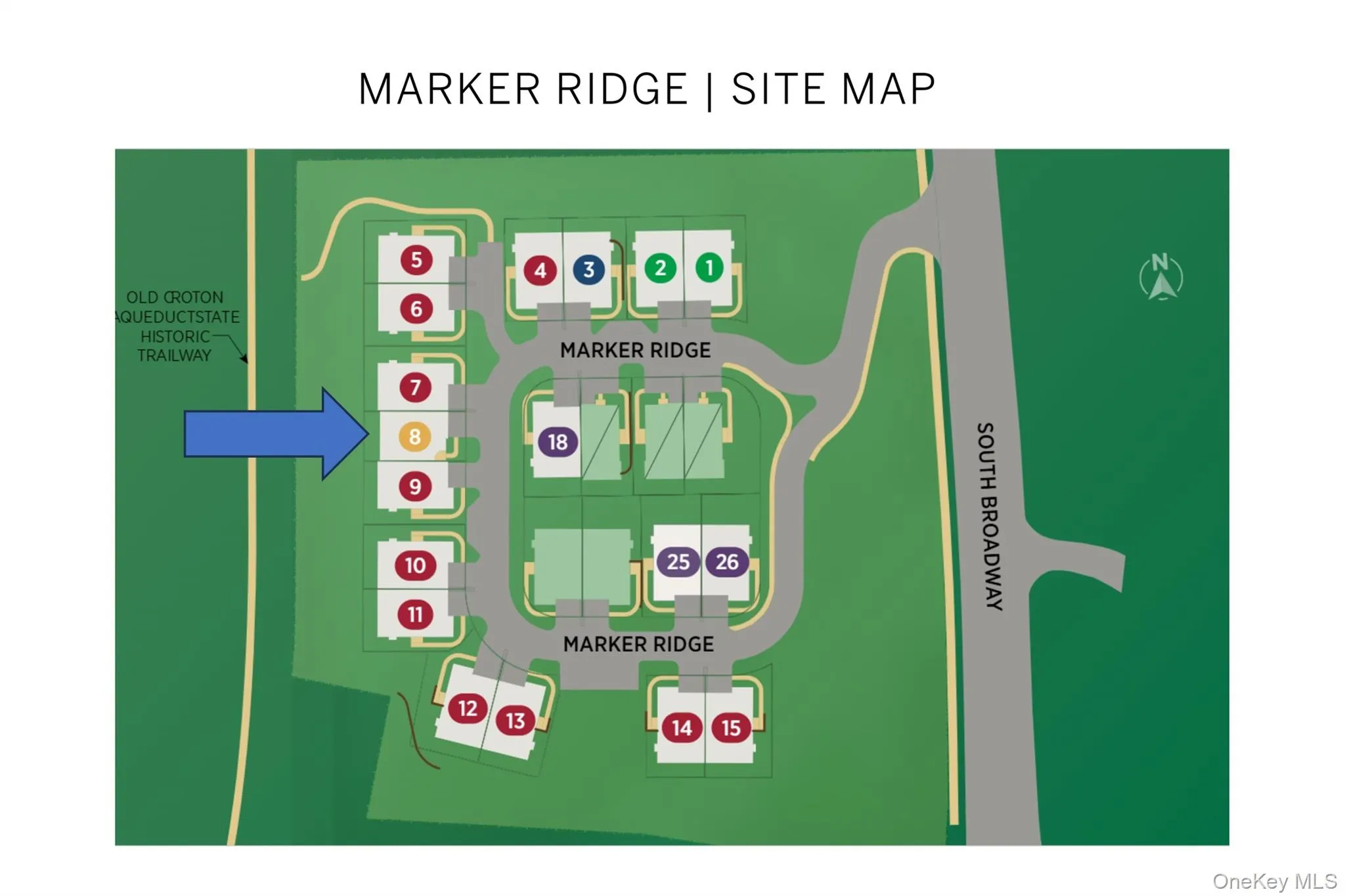 Site Map: West facing 16 Marker Ridge (Unit 8 on the map) is situated parallel to the Old Croton Aqueduct Trail. Enjoy seasonal Hudson River views from the second level of this Townhouse. Site Map: West facing 16 Marker Ridge (Unit 8 on the map) is situated parallel to the Old Croton Aqueduct Trail. Enjoy seasonal Hudson River views from the second level of this Townhouse.