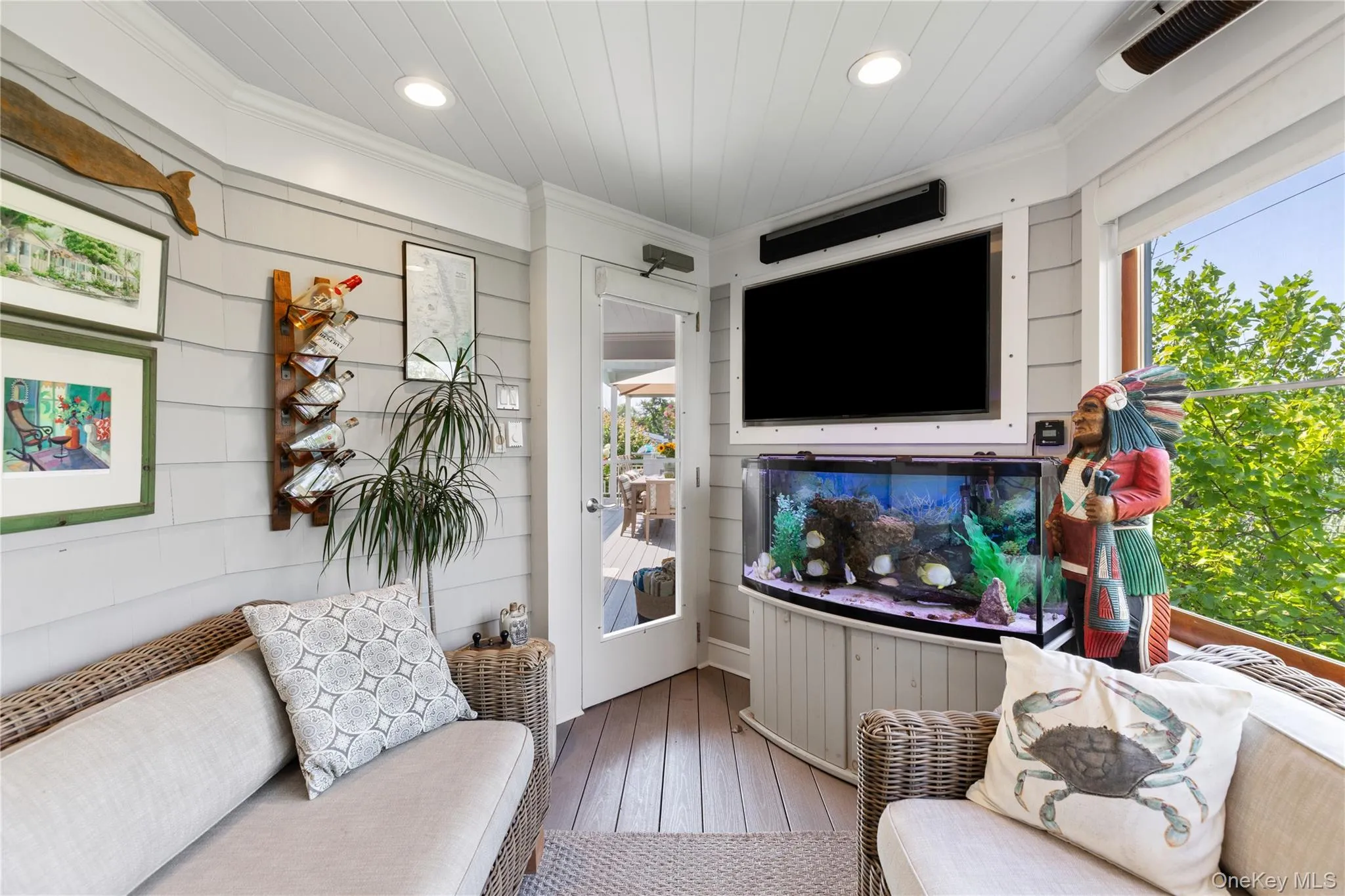 Fish Tank and Television, Outdoor Living Area Fish Tank and Television, Outdoor Living Area
