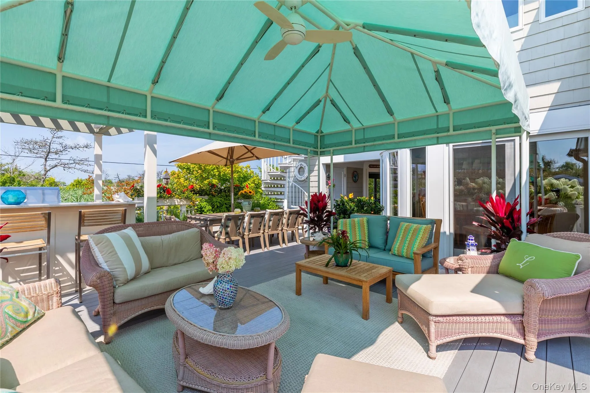 Canopy on back deck with plenty of room for seating Canopy on back deck with plenty of room for seating