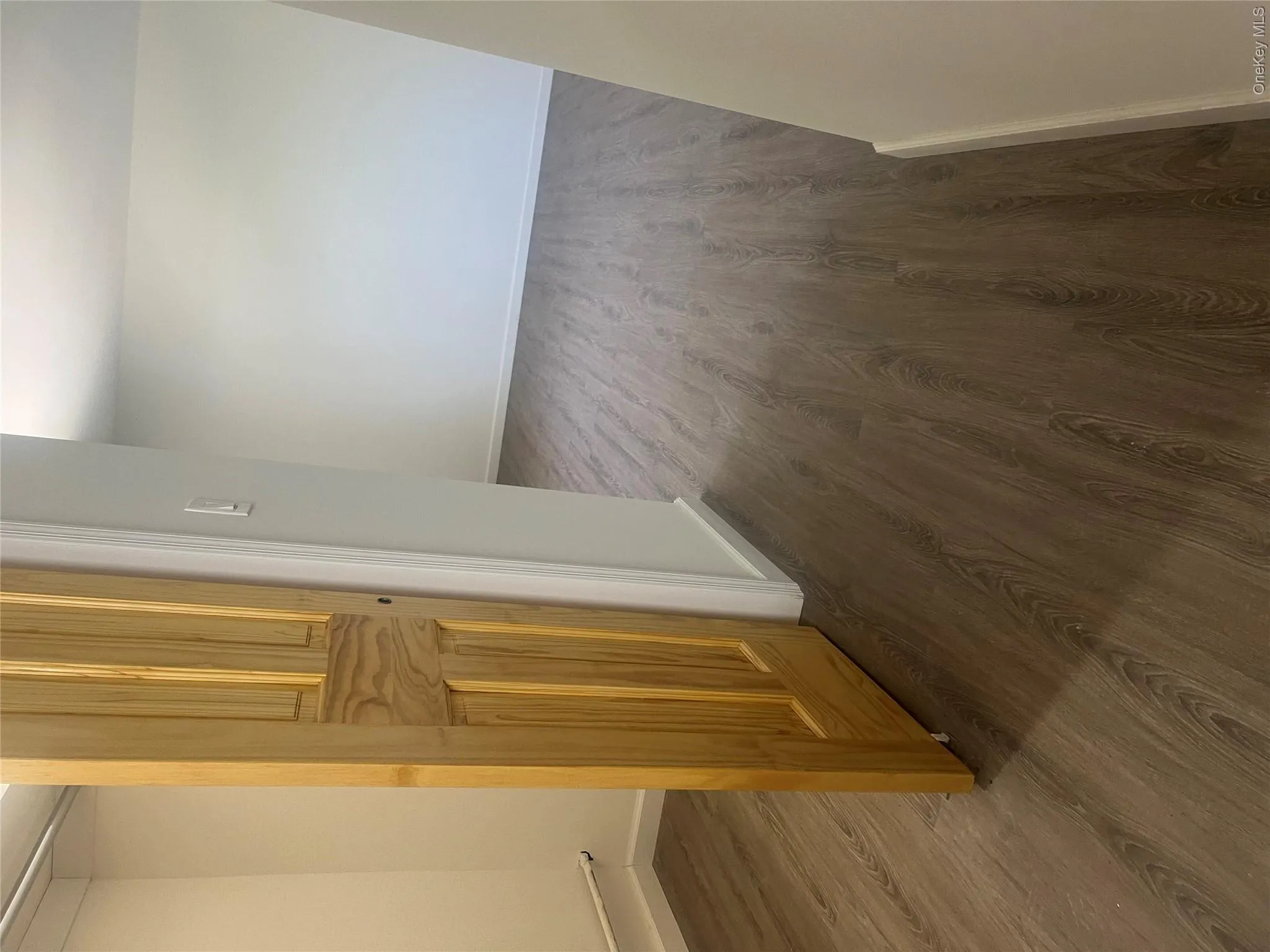 Interior space featuring wood-look flooring and light-colored walls Interior space featuring wood-look flooring and light-colored walls