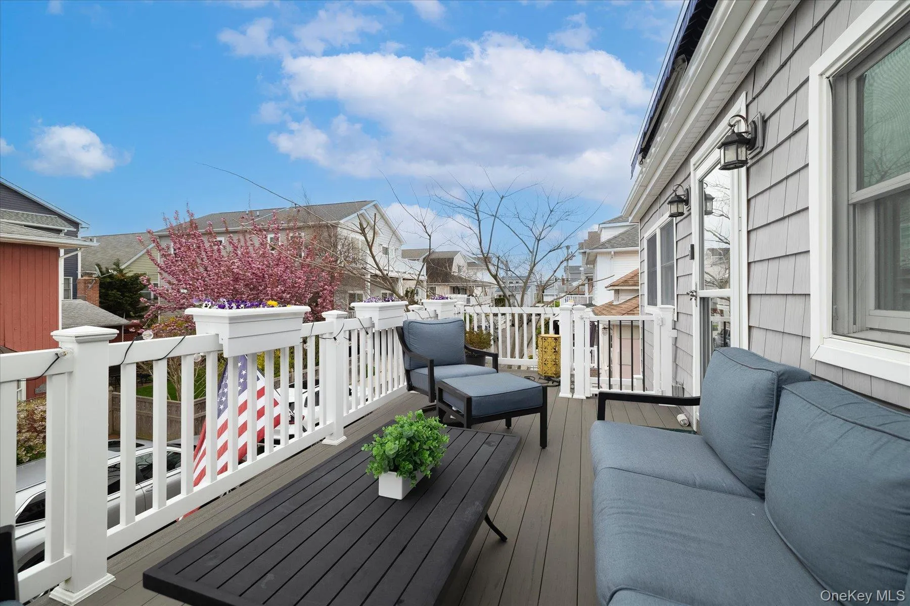 View of Spacious Front Deck with Awning View of Spacious Front Deck with Awning