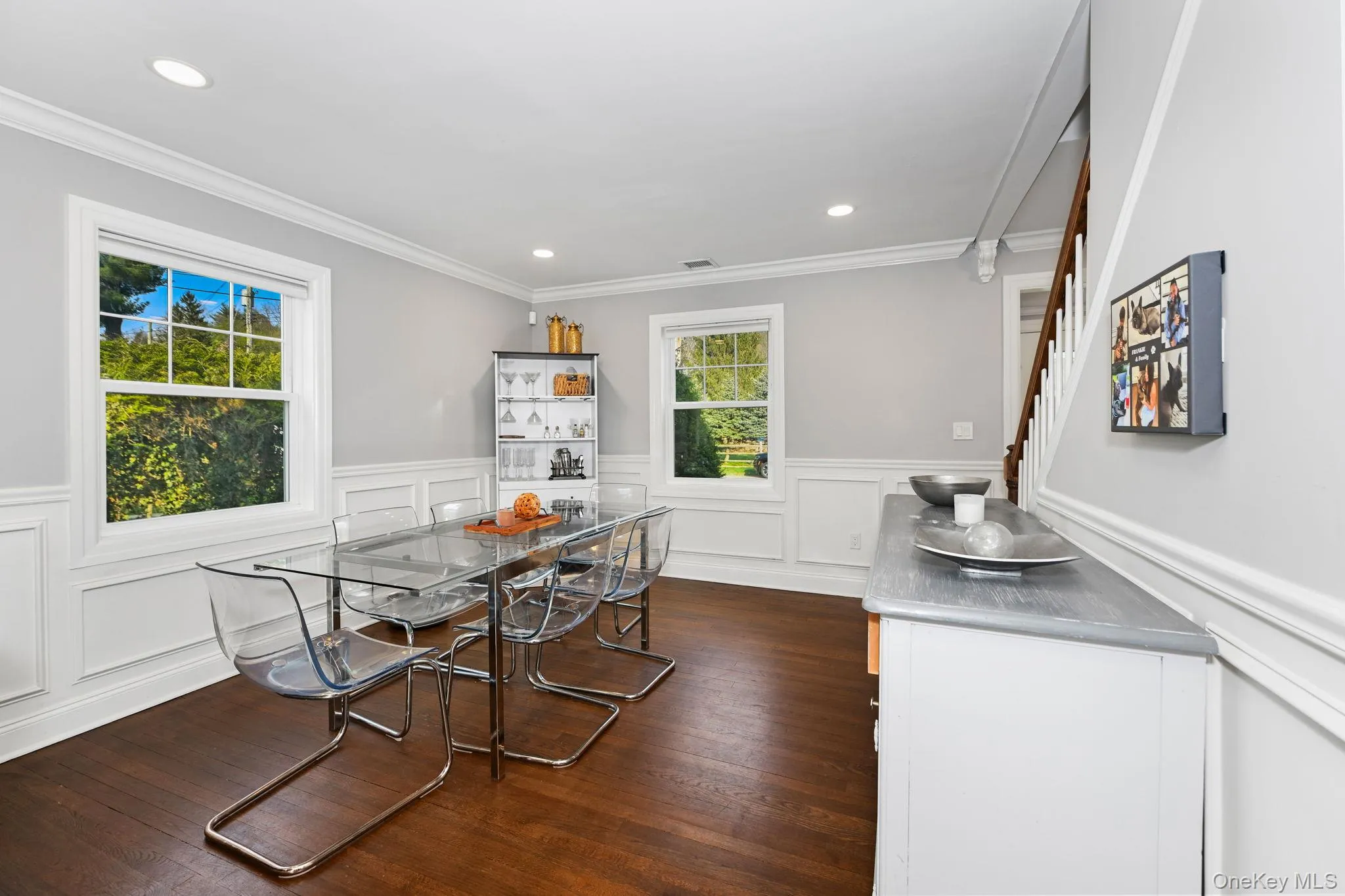 The sun-filled dining room is perfectly sized for family celebrations and intimate gatherings. The sun-filled dining room is perfectly sized for family celebrations and intimate gatherings.