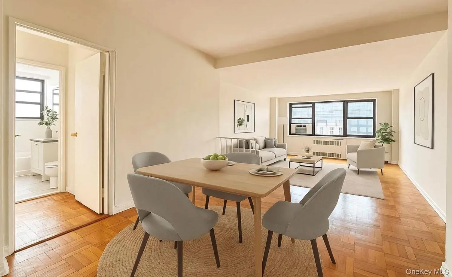 Dining area with radiator and baseboards Dining area with radiator and baseboards