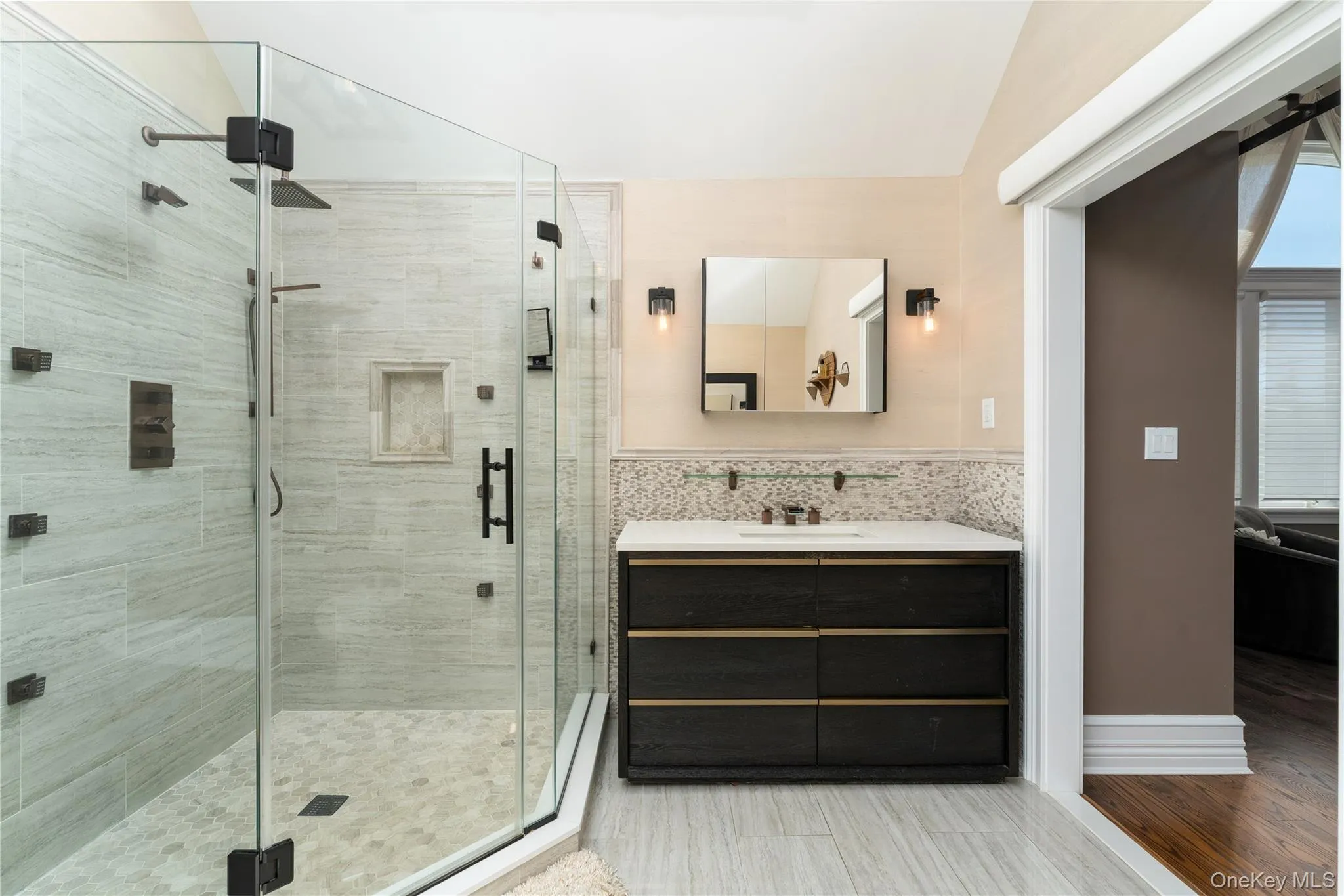 Stunning Primary bath, single sink vanity, stall shower Stunning Primary bath, single sink vanity, stall shower