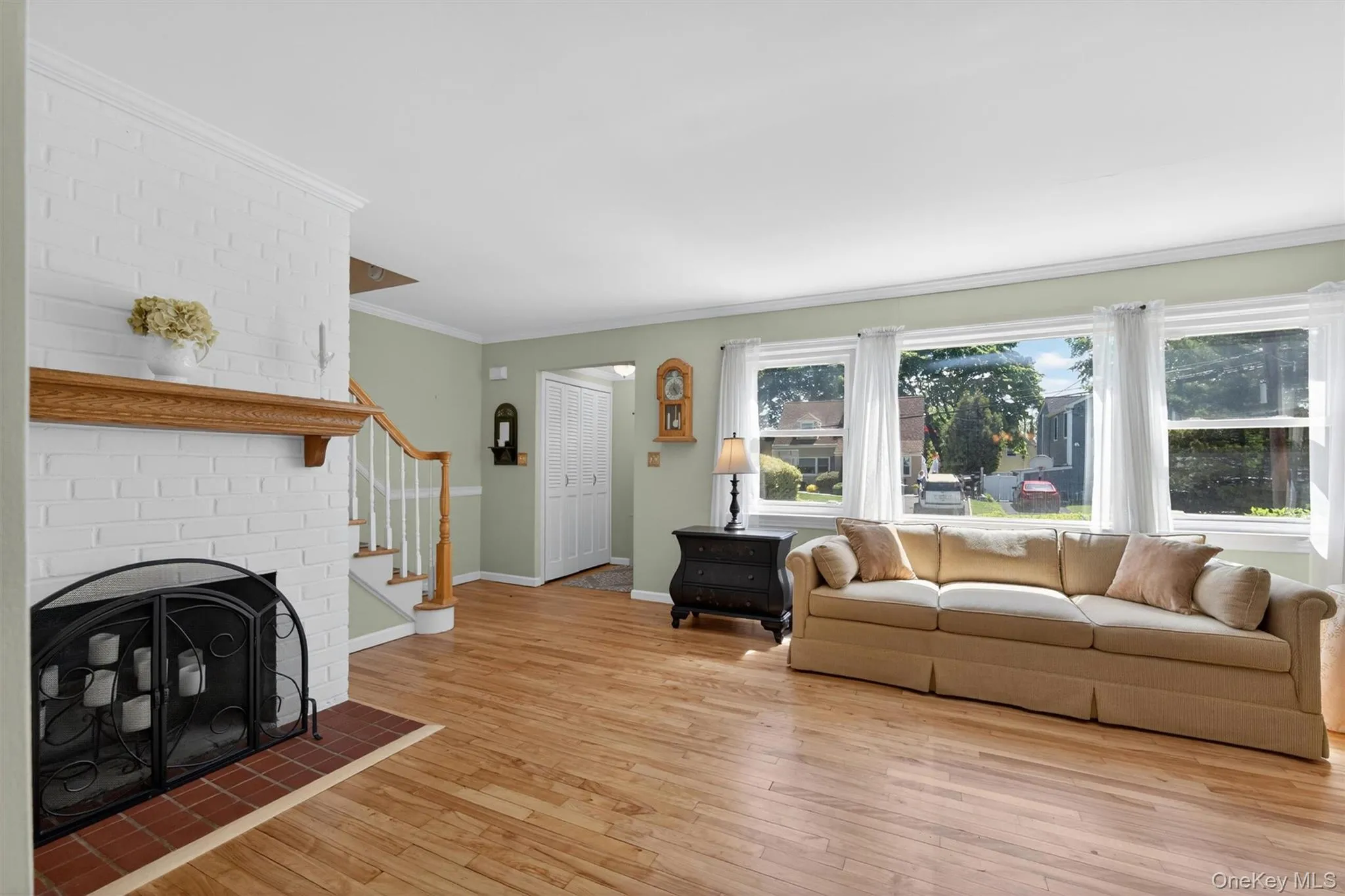 Living Room with wood burning fireplace Living Room with wood burning fireplace