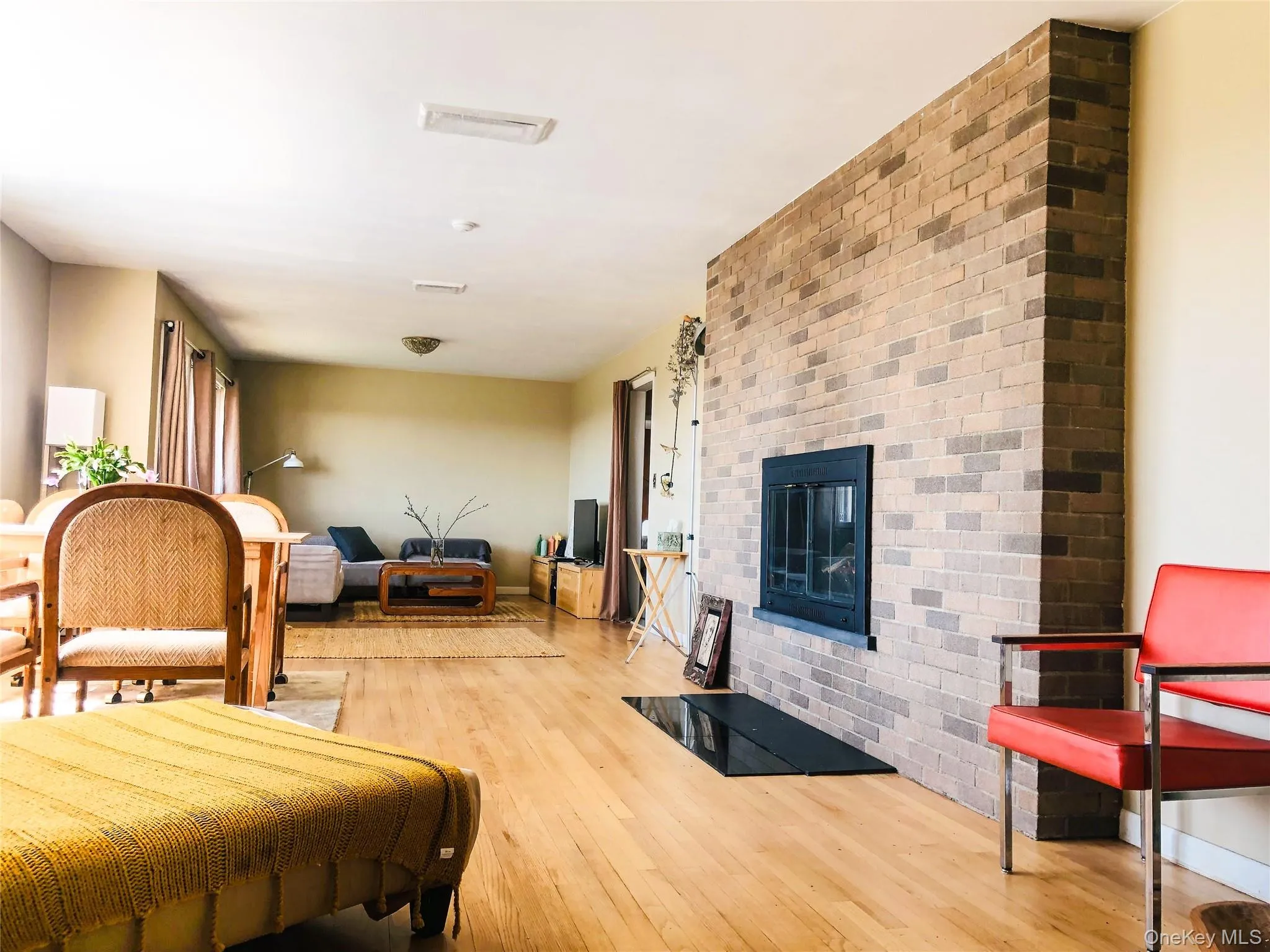 Living room with wood burning fireplace Living room with wood burning fireplace