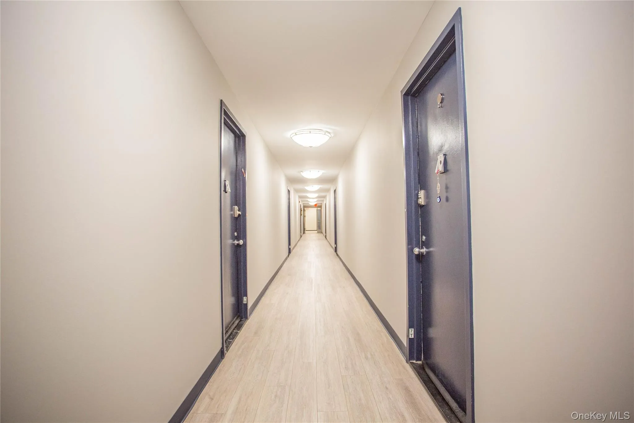 Hall with light wood finished floors and baseboards Hall with light wood finished floors and baseboards