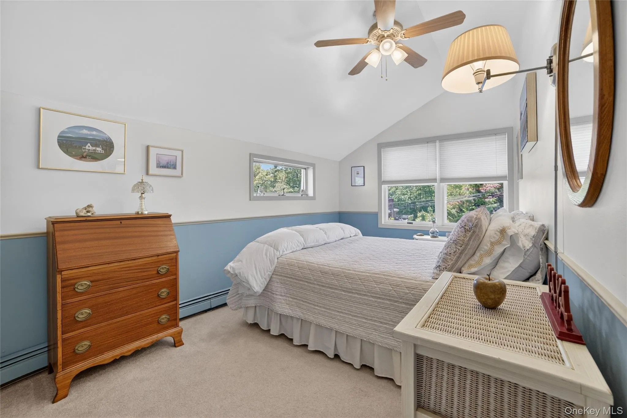 Second bedroom big enough for a queen bed, with neutral carpeting vaulted type ceiling and two double hung windows. Second bedroom big enough for a queen bed, with neutral carpeting vaulted type ceiling and two double hung windows.