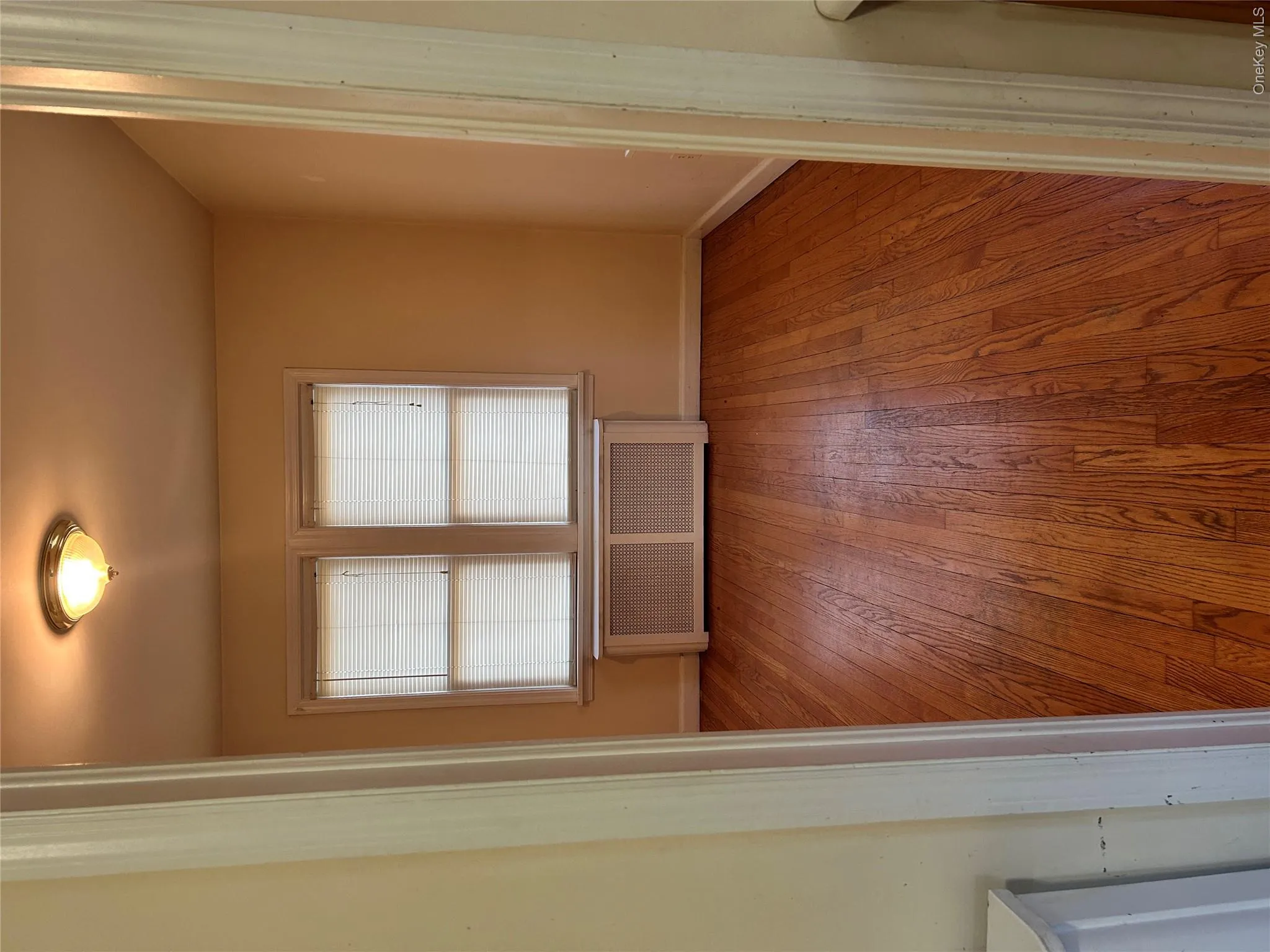 Unfurnished room with light wood finished floors and radiator Unfurnished room with light wood finished floors and radiator